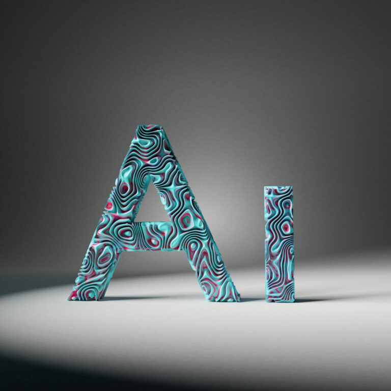 3D letters AI als symbool voor gevonden worden in AI-zoekmachines